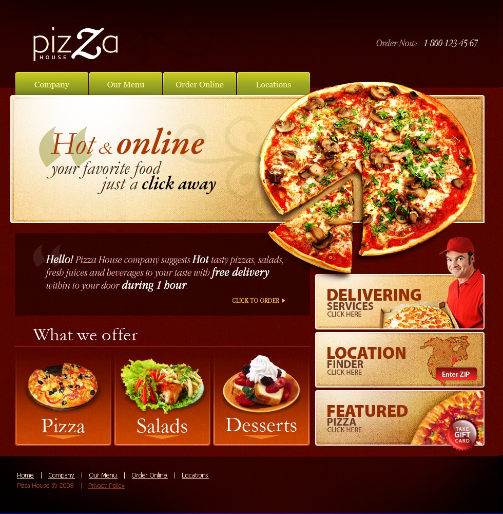 Pizza Website Template 20881 by WT Website Templates