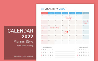 Calendar 2022 Planner Design[Sunday]