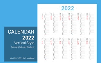 Calendar 2022 Vertical Design Planner