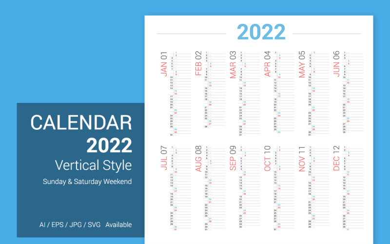 Calendar 2022 Vertical Design Planner