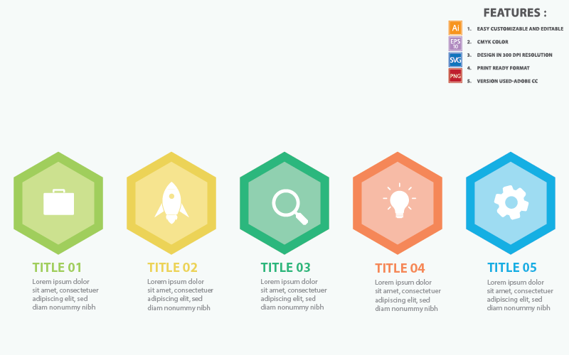 Simple Hexa Infographic Template Infographic Element