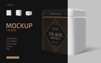 Tin Box Packaging Mockup Set