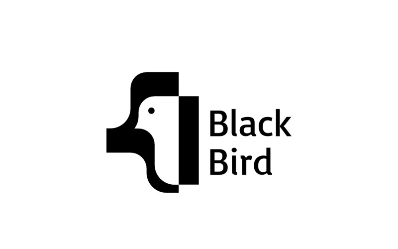 Black Bird Negative Space Logo Logo Template
