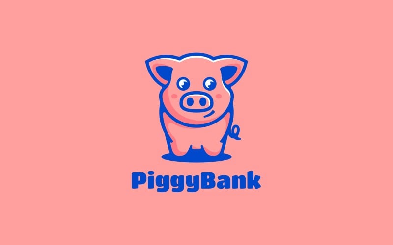 Piggybank Simple Mascot Logo Logo Template