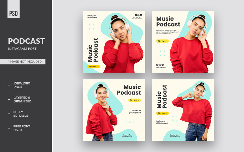 Podcast Music Instagram Post And Banner Ads Social Media