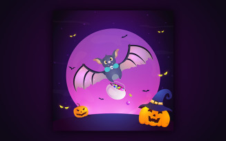 Cute Bat Vector Art for Halloween - Vector