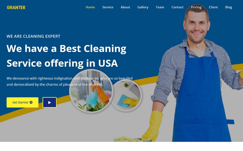 Granter - Cleaning Service Bootstrap Landing Page Theme Landing Page Template