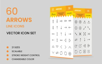 60 Arrows Line Icon Set Template