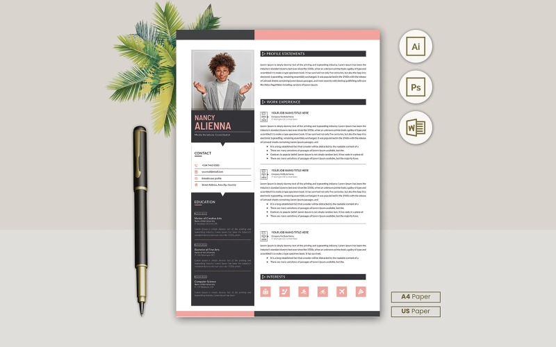 Professional Resume CV Template Design Vol 17 Resume Template