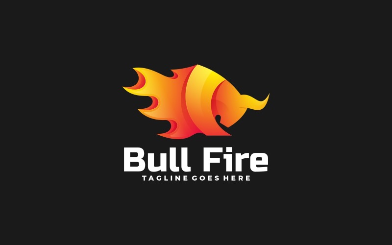 Bull Fire Gradient Logo Style Logo Template