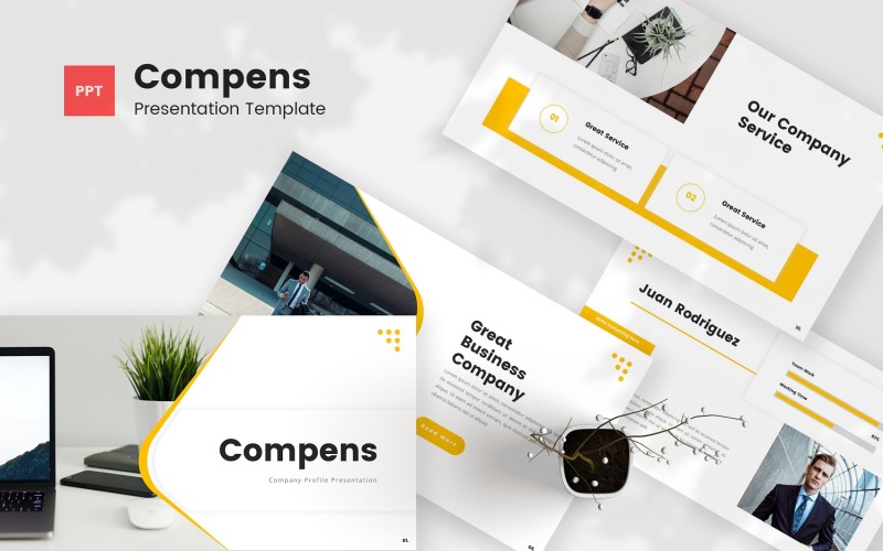 Compens — Company Profile Powerpoint Template PowerPoint Template