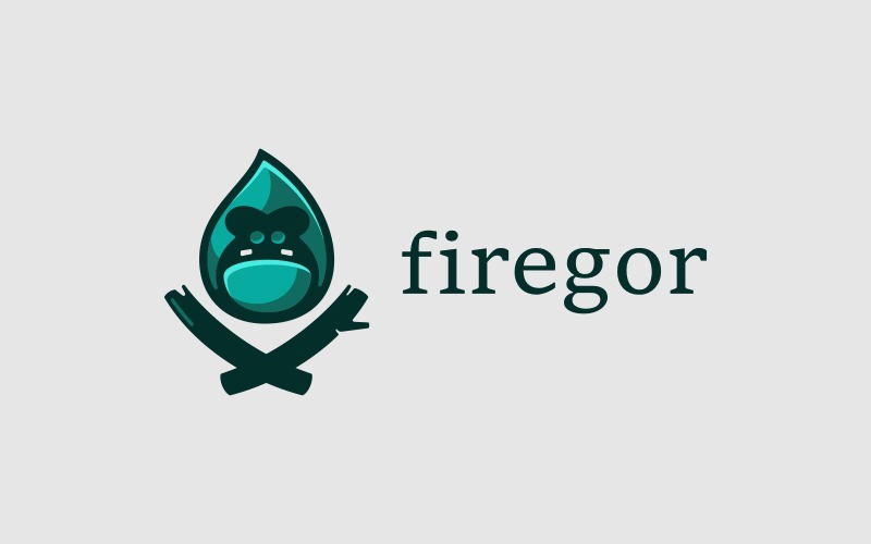 Fire Gorilla Simple Mascot Logo Logo Template
