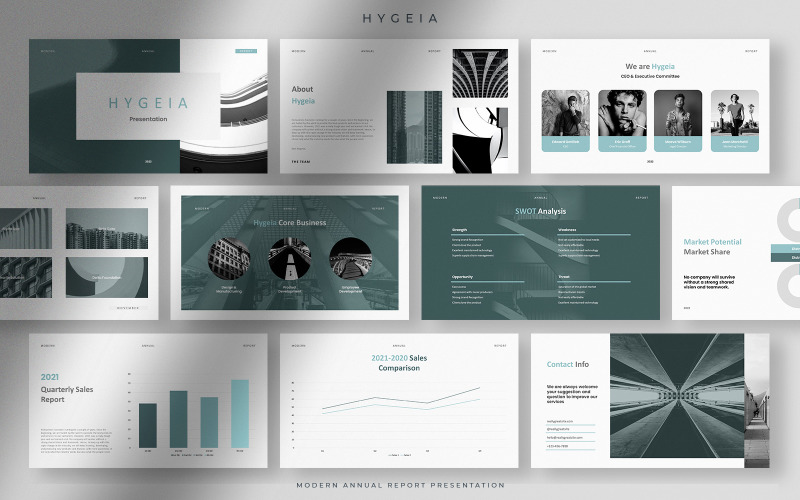 Hygeia - Tranquil Modern Annual Report Presentation PowerPoint Template
