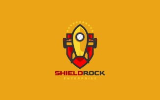 Shield Rocket Simple Mascot Logo