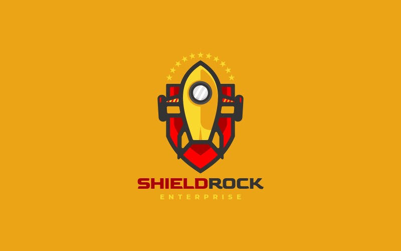 Shield Rocket Simple Mascot Logo Logo Template