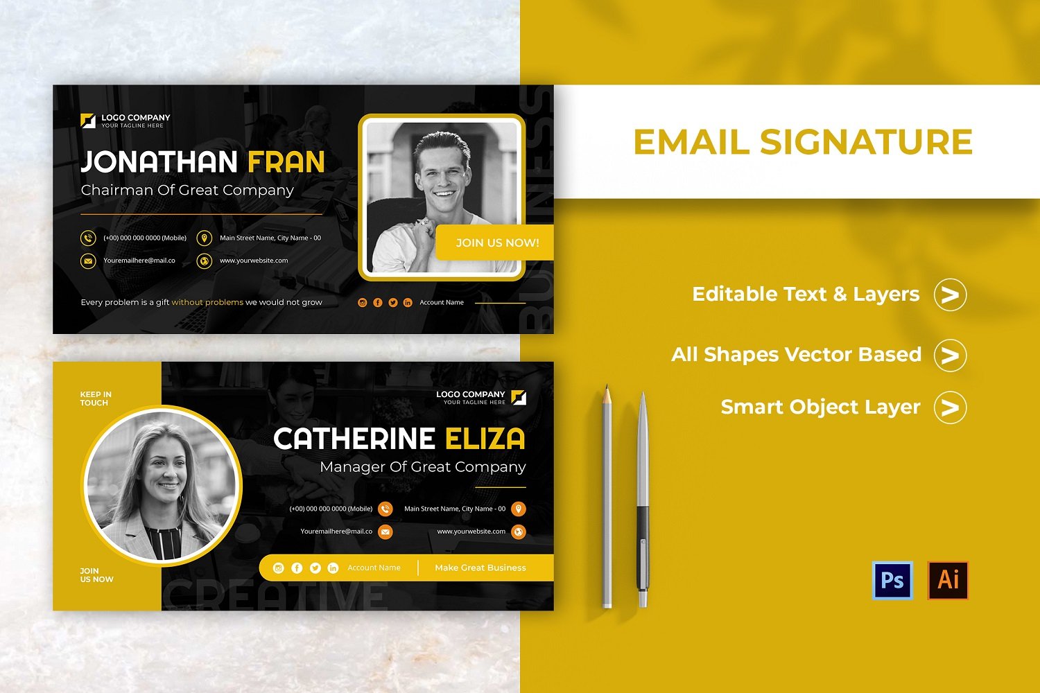 Kit Graphique #208449 Email Signature Divers Modles Web - Logo template Preview