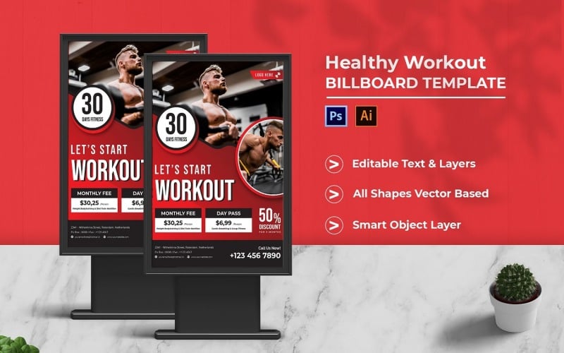 Healthy Workout Billboard Portrait Corporate Identity