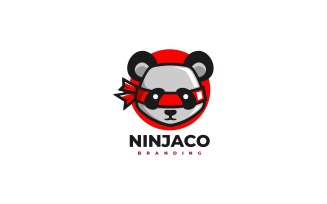 Ninja Panda Cartoon Logo Style