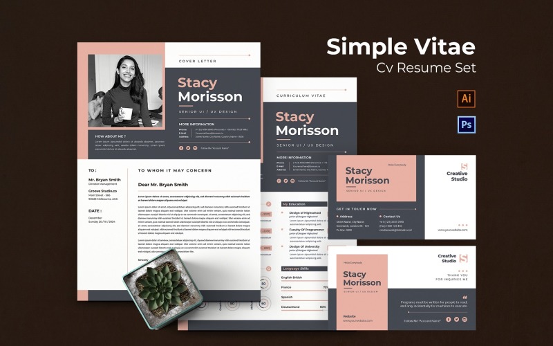 Simple Vitae CV Resume Set Resume Template