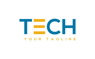 Tech Text Logo Design Template