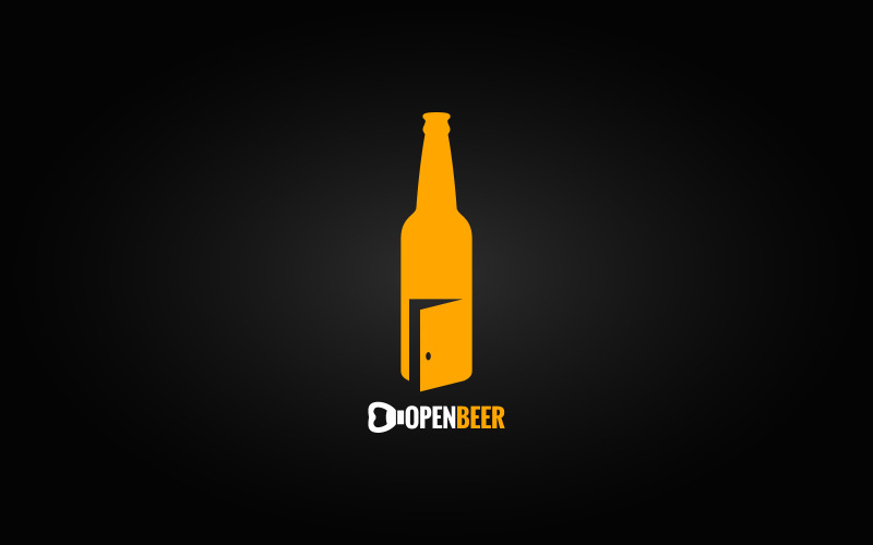 Beer Bottle Open Concept Background Logo Template