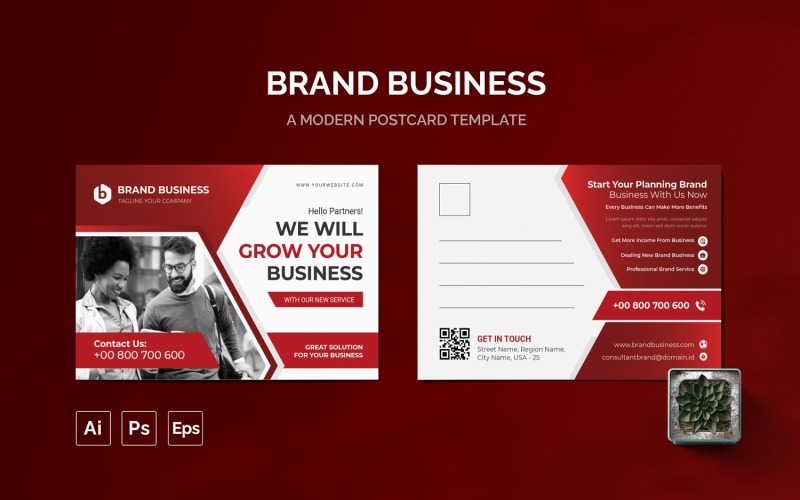 Brand Business Post Card Template Corporate Identity