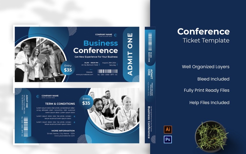 Business Conference Ticket Corporate Identity