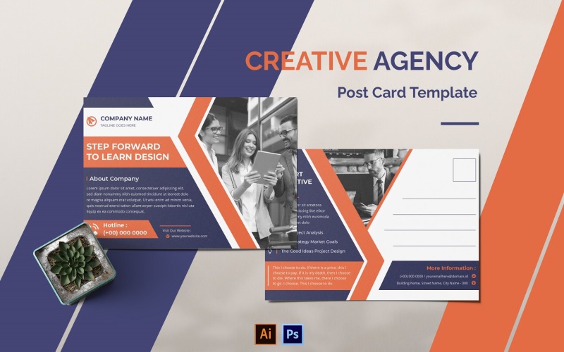 Creative Agency Post Card Template Corporate Identity