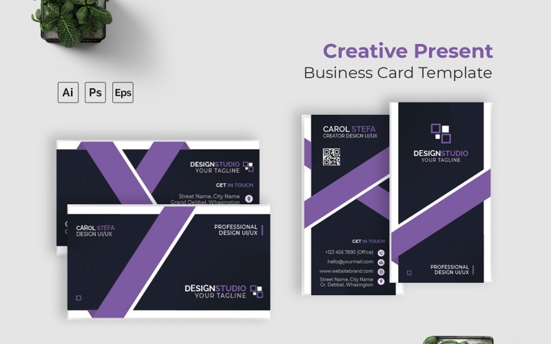 Creative Purple Business Card Corporate Identity