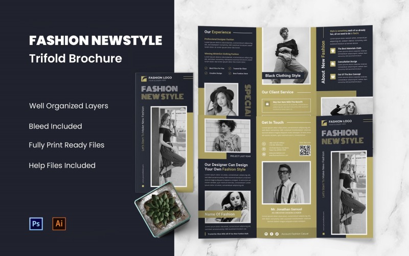 Fashion Newstyle Trifold Brochure Corporate Identity