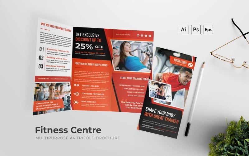 Fitness Centre Trifold Flyer Corporate Identity