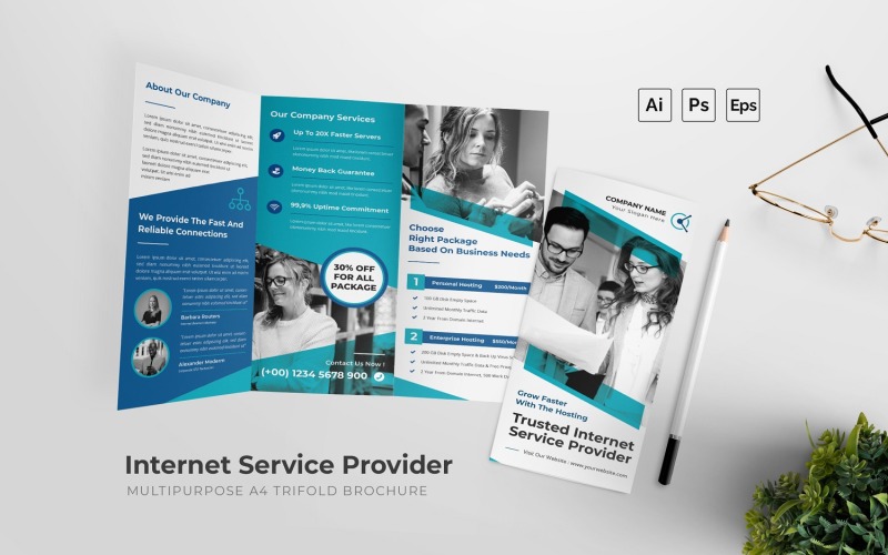 Internet Service Provider Trifold Flyer Corporate Identity