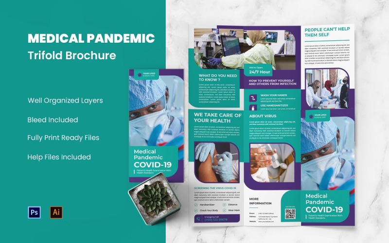 Medical Pandemic Trifold Brochure Corporate Identity