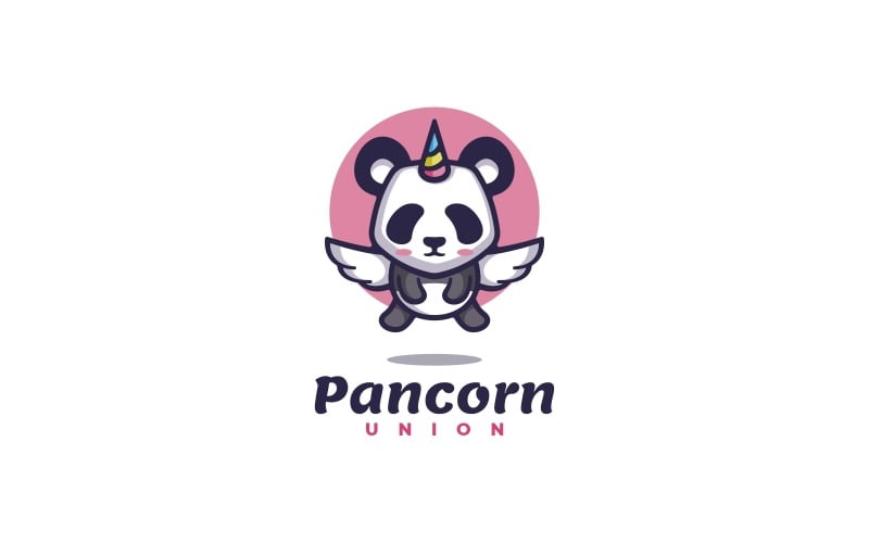 Panda Unicorn Cartoon Logo Logo Template