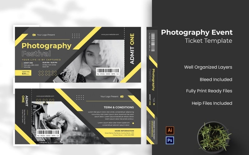 Photography Event Ticket Template Corporate Identity