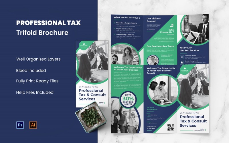 Professional Tax Flyer Trifold Corporate Identity