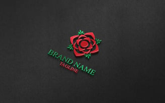 Rose Flower Logo Template.
