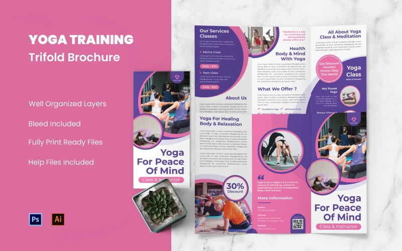 Yoga Training Flyer Trifold Corporate Identity