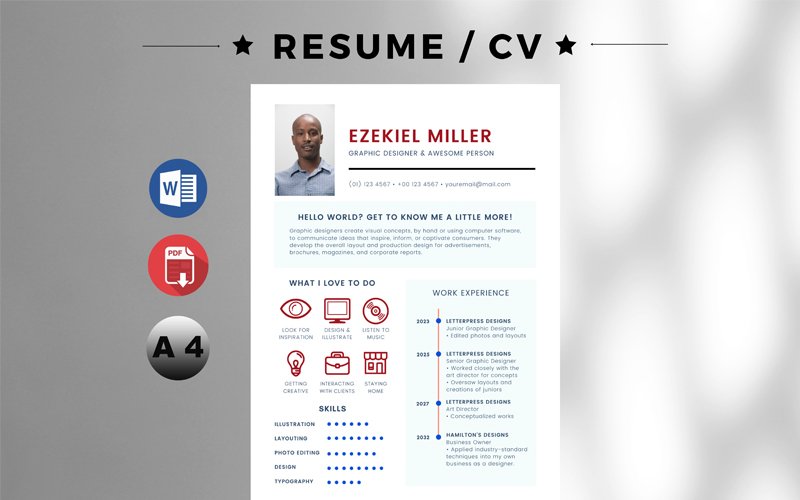 Template #208676 Letterlightminimalresume Templatevitaewordcvdocxa4 Webdesign Template - Logo template Preview