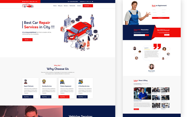 Carrep - Car Repair One Page HTML Template Landing Page Template
