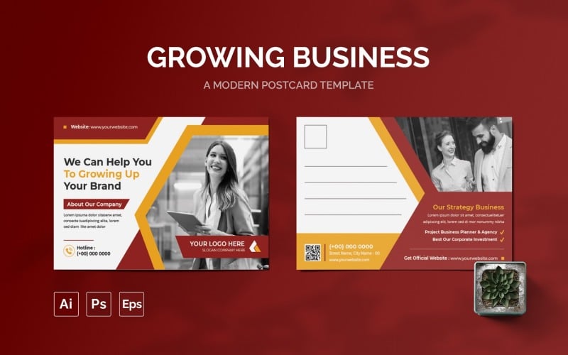 Growing Business Post Card Corporate Identity