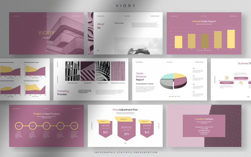 Viory - Modern Infographic Statistics Presentation PowerPoint Template