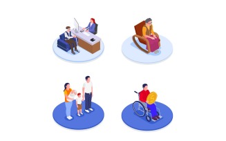 Social Security Unemployment Family Benefits Isometric 201220144 Vector Illustration Concept