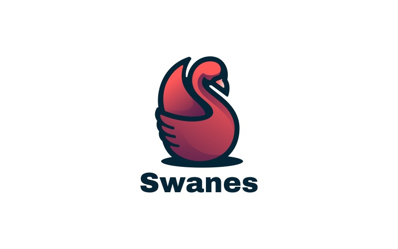 Swan Gradient Mascot Logo Style Logo Template