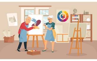 Elderly People Artist 210270506 Vector Illustration Concept
