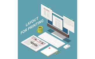 Newspaper Editorial Office Publishing Isometric 210110911 Vector Illustration Concept