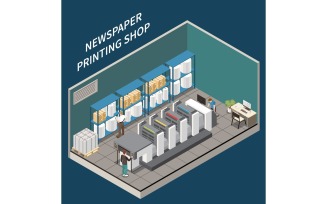 Newspaper Editorial Office Publishing Isometric 210110915 Vector Illustration Concept