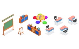 Family Homeschooling Education Online Learning Isomeric 210220129 Vector Illustration Concept