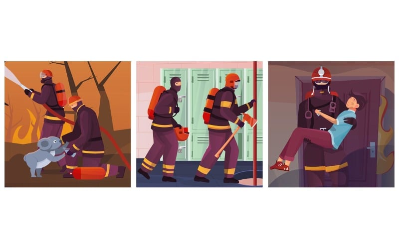 Firefighters Illustration Flat 210151109 Vector Illustration Concept