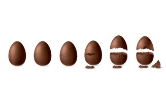 Realistic Chocolate Cracked Egg Set 210230504 Vector Illustration Concept